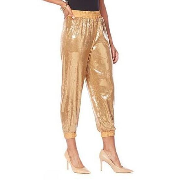 Shavonne Dorsey Gold Wide Leg Pants - Picture 2 of 10
